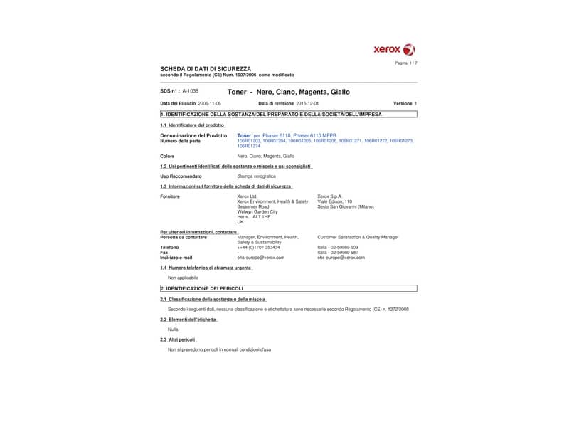 Toner Xerox ciano  106R01271