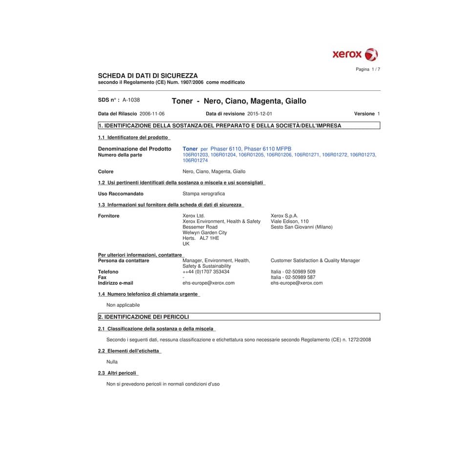 Toner Xerox ciano  106R01271