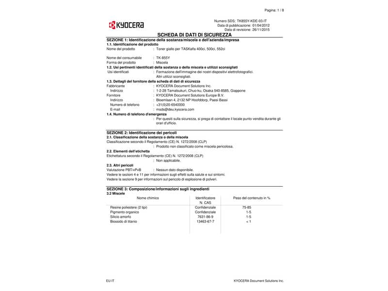 Toner TK-855Y Kyocera-Mita giallo  1T02H7AEU0