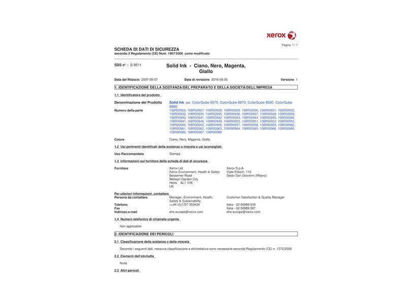 Stick solid ink 8570 Xerox giallo  108R00933