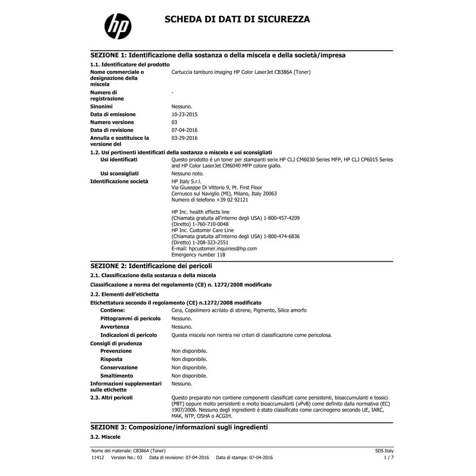 Tamburo 824A HP giallo  CB386A