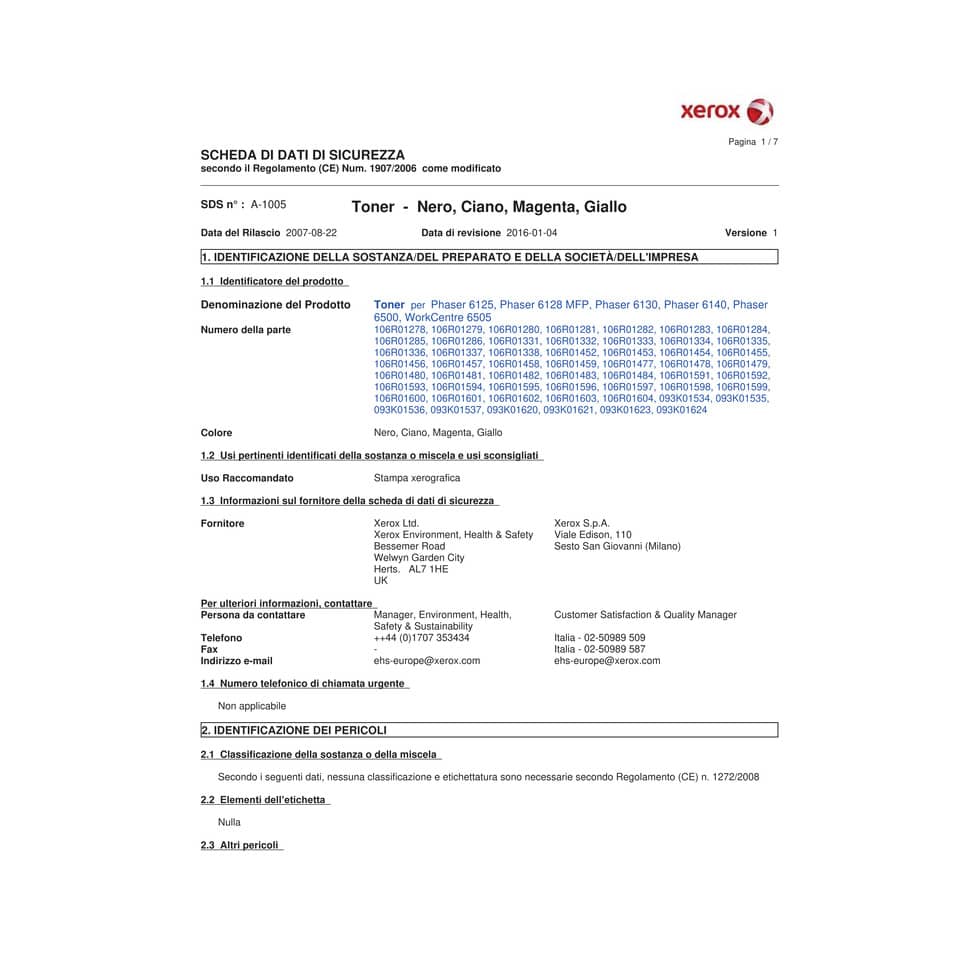 Toner standard Xerox ciano  106R01477