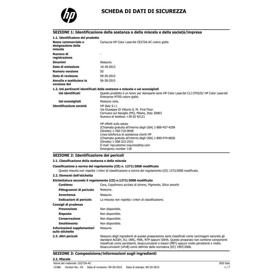 Toner 650A HP giallo standard CE272A