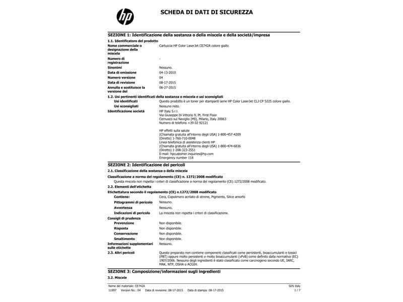 Toner 307A HP giallo  CE742A