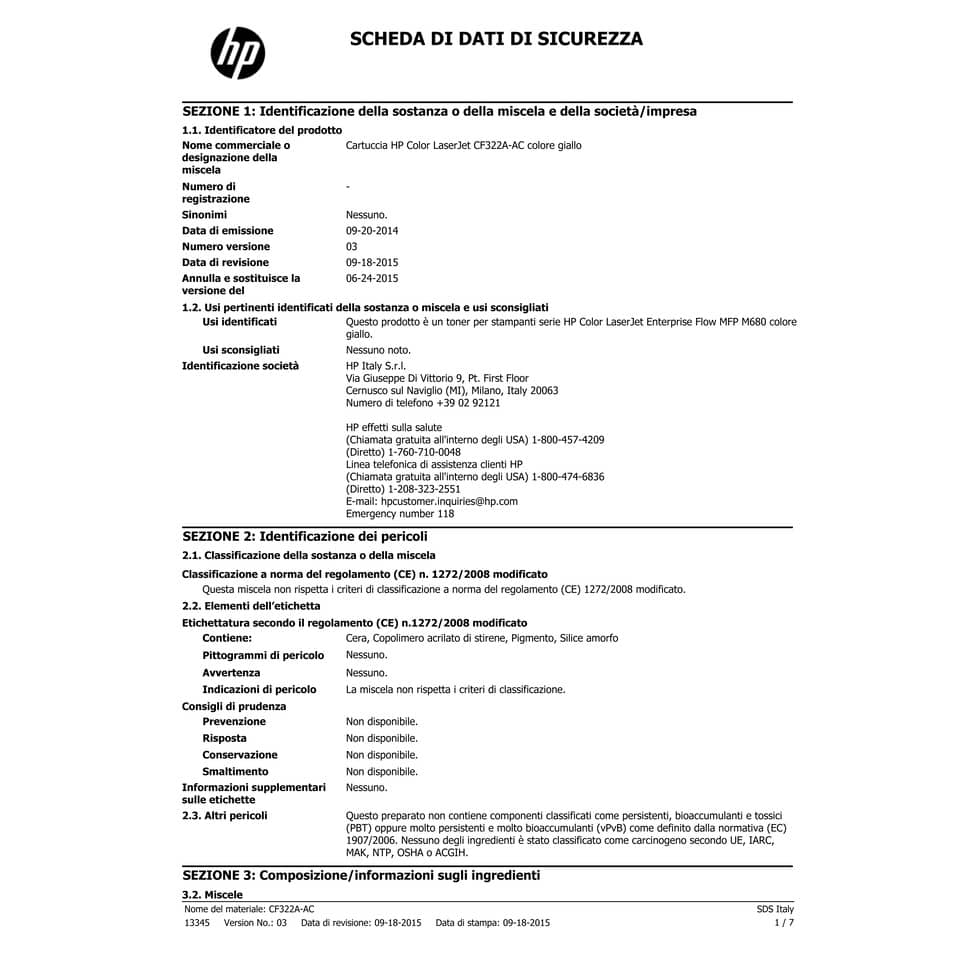 Toner 653A HP giallo standard CF322A