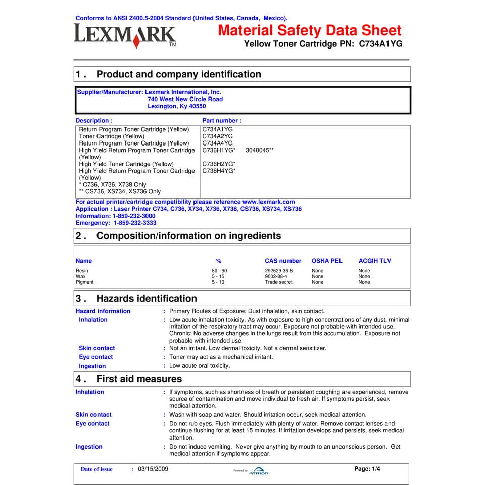 Toner return program Lexmark giallo  C734A1YG