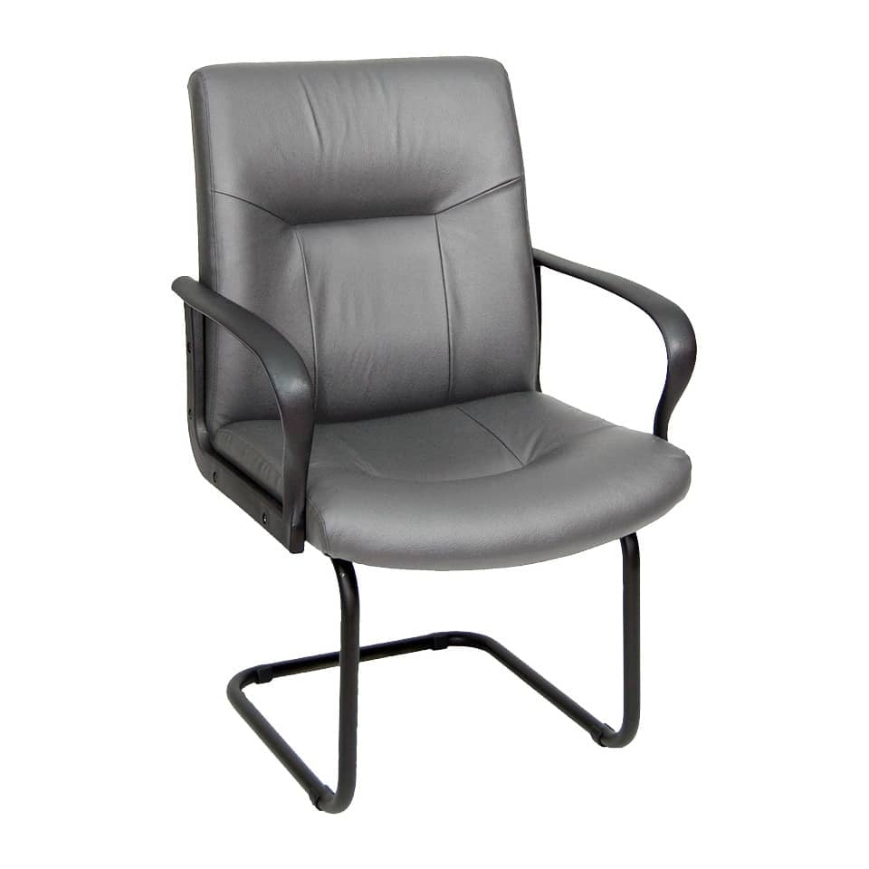 Sedia visitatore direzionale Unisit Eridanus ERV Eco Smart su slitta - rivestimento pelle grigio - ERV/PT