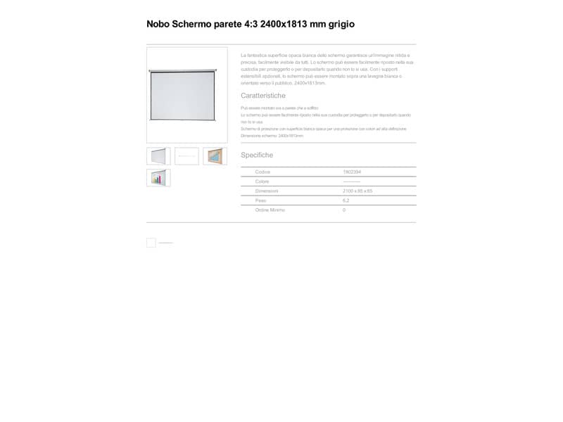 Schermo da parete 4:3 Nobo 240x181,3 cm bianco 1902394