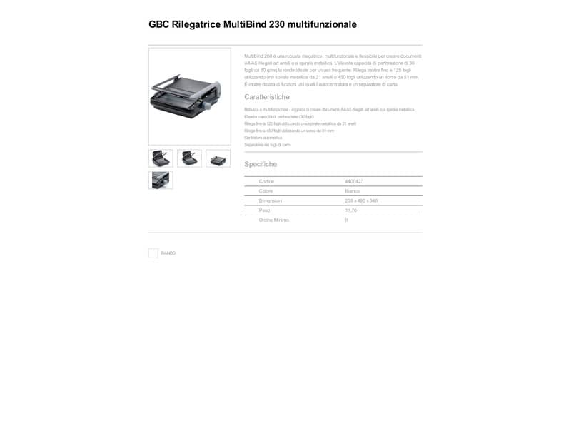 Rilegatrice a spirale metallica GBC MultiBind® 230 grigio 4400423