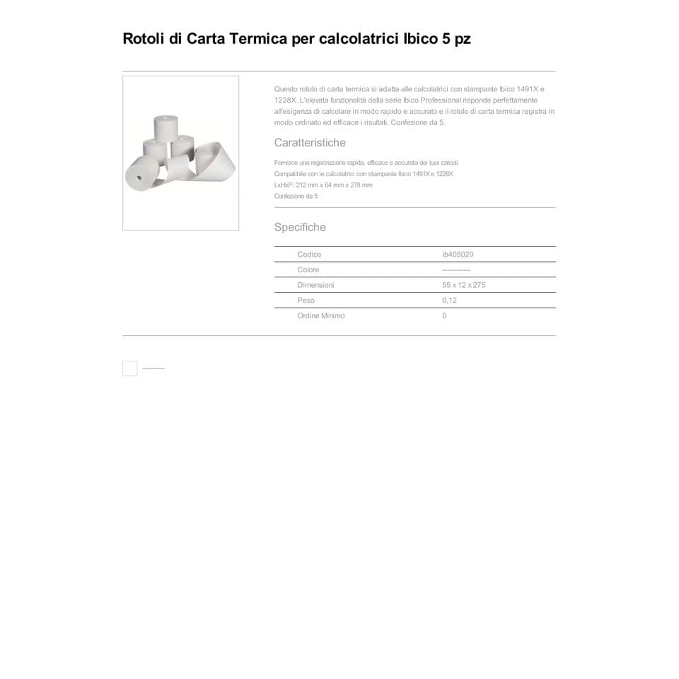 Rotoli di carta termica IBICO per Ibico 1491X e 1228X conf. da 5 - IB405020