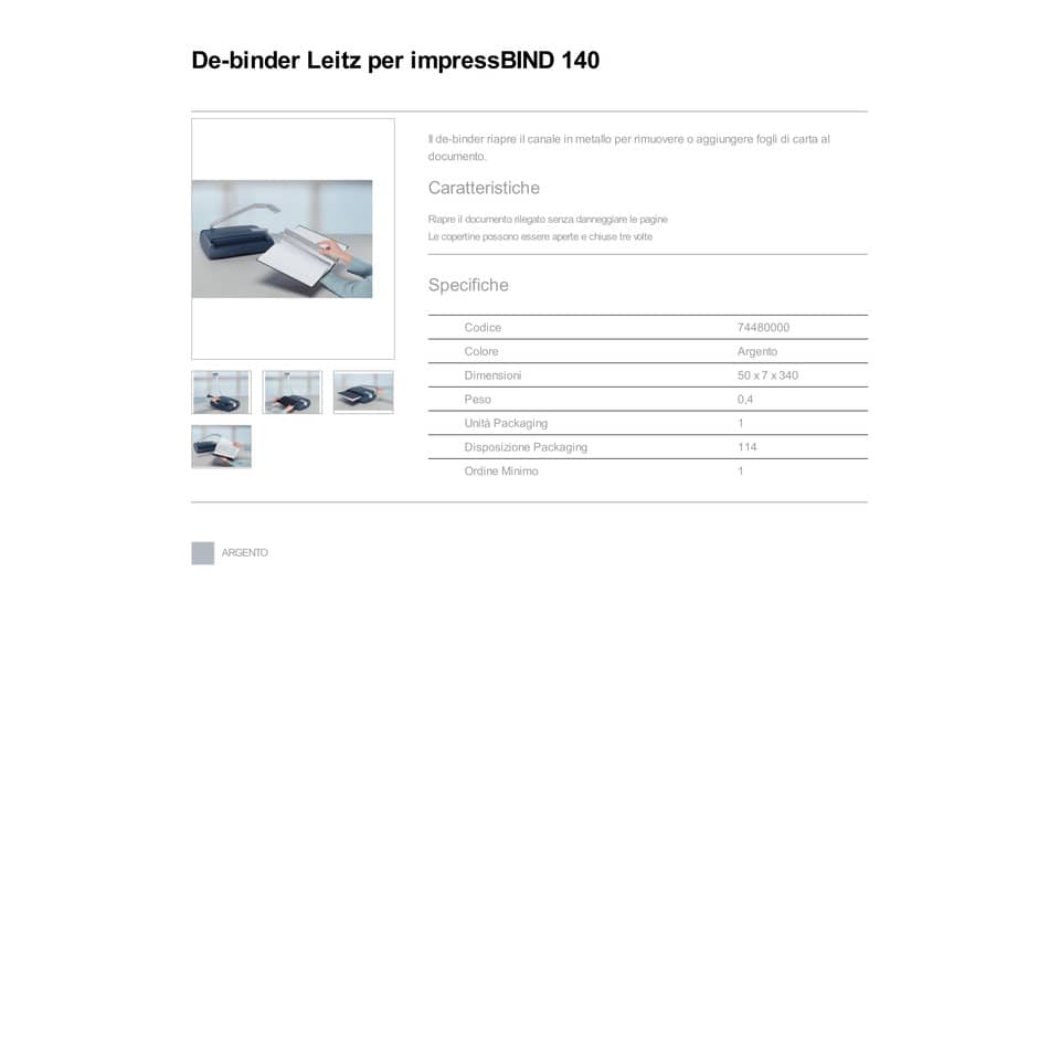 De-binder per rilegatrice Leitz ImpressBind® 140 74480000