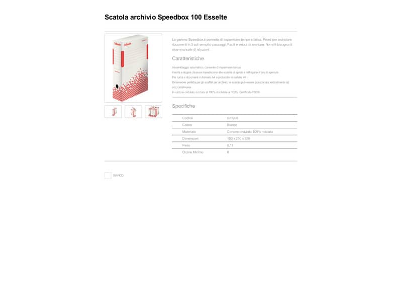 Scatola archivio Esselte SPEEDBOX dorso 10 cm bianco/rosso 10x25x35 cm 623908