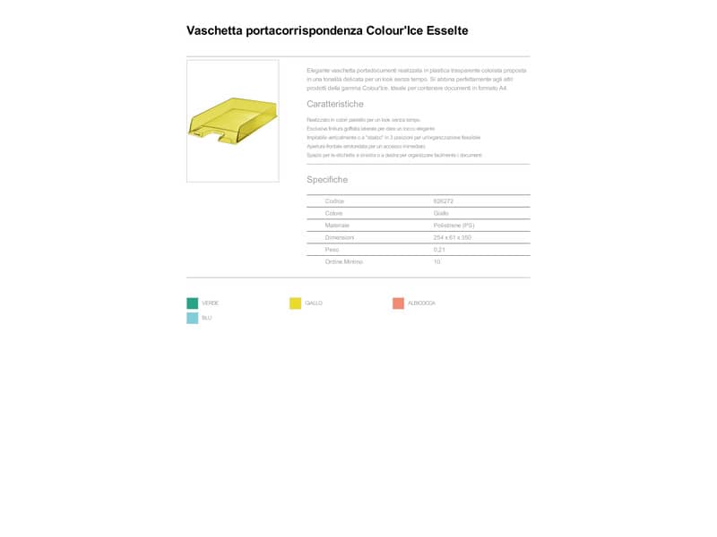 Vaschetta portacorrispondenza Esselte Colour'Ice polistirolo A4 giallo trasparente - 626272