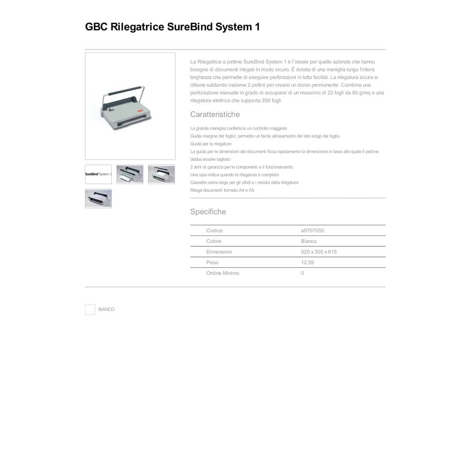 Rilegatrice a pettine GBC SureBind® System 1 nero A9707050
