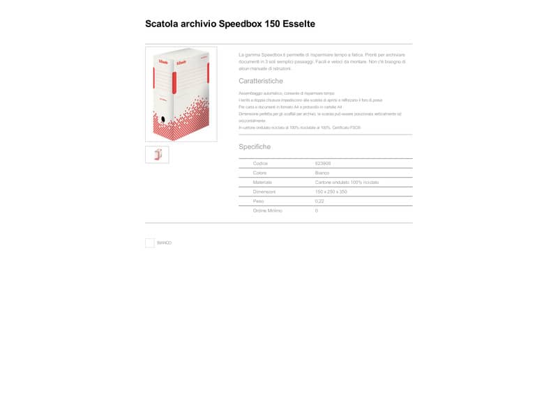 Scatola archivio Esselte SPEEDBOX dorso 15 cm bianco/rosso 15x25x35 cm 623909