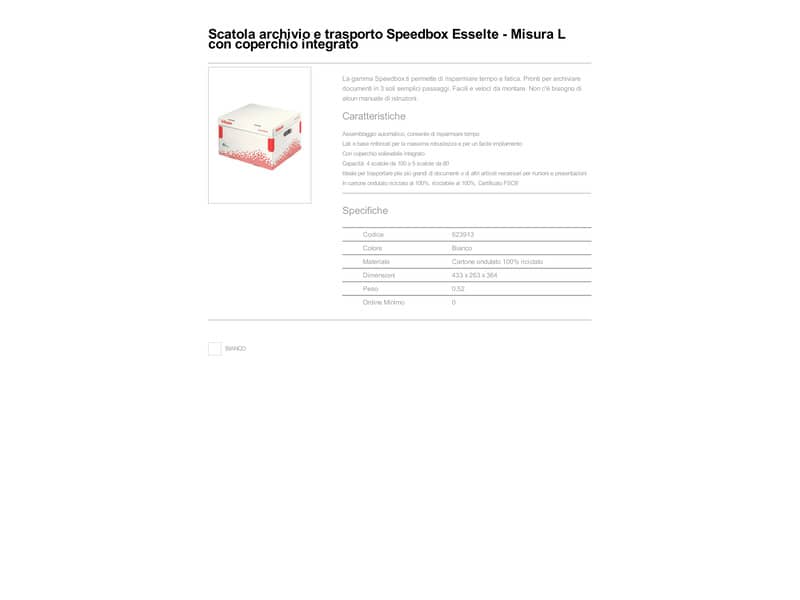 Scatola archivio Esselte SPEEDBOX con coperchio integrato bianco/rosso 36,4x26,3x43,3 cm - 623913