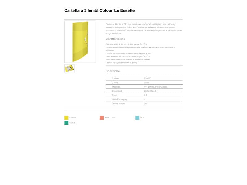 Cartella a 3 lembi Esselte Colour'Ice PP goffrato A4 giallo 626220