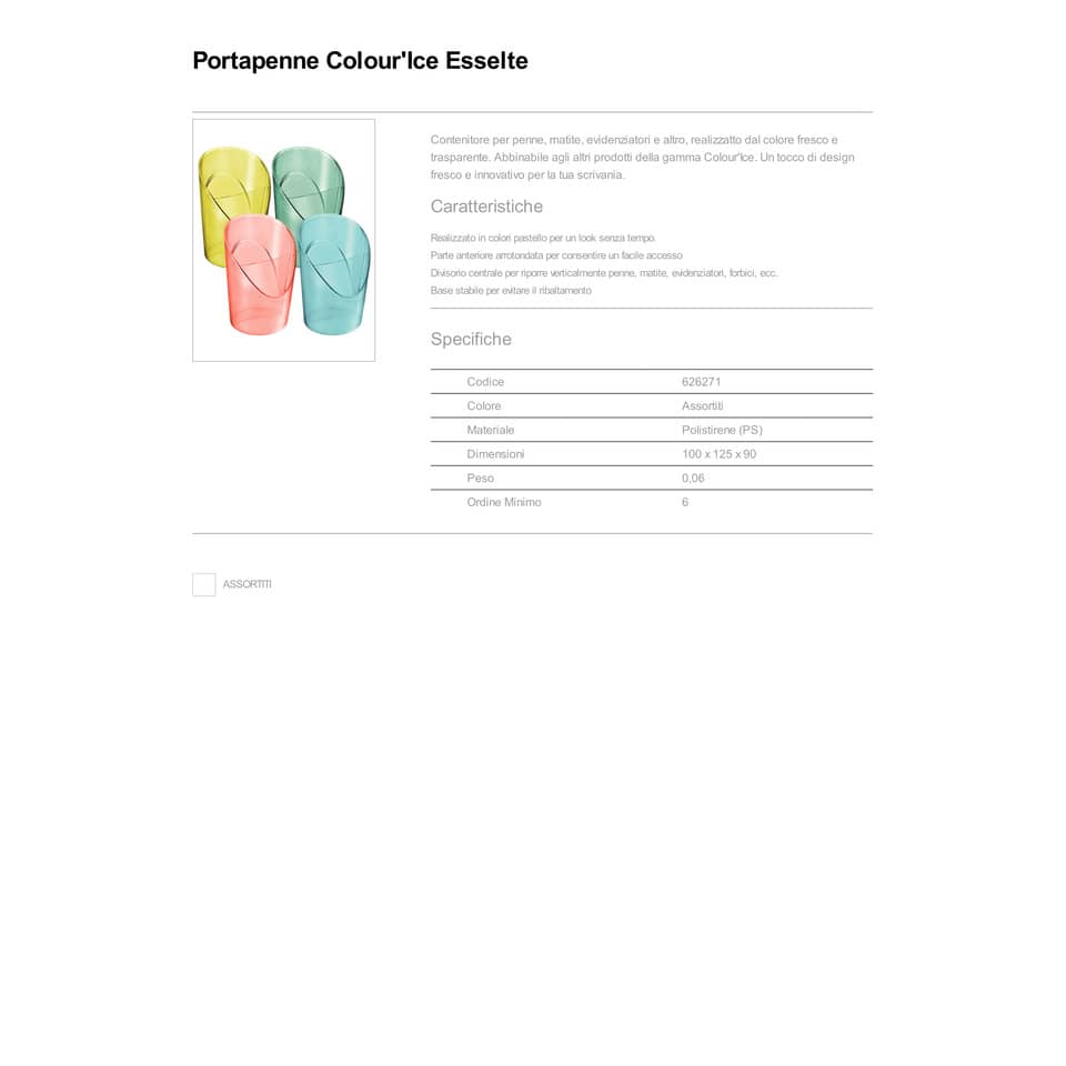 Portapenne Esselte Colour'Ice polistirene assortiti 626271