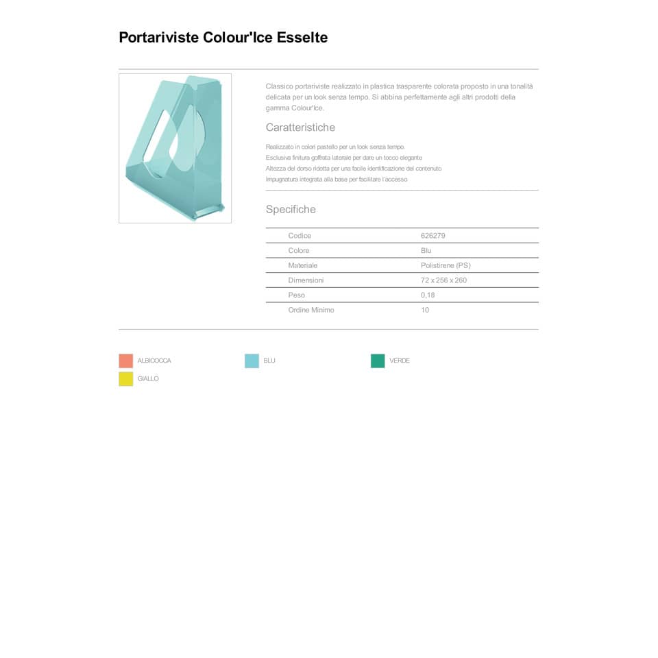 Portariviste Esselte Colour'Ice polistirene A4 blu 626279