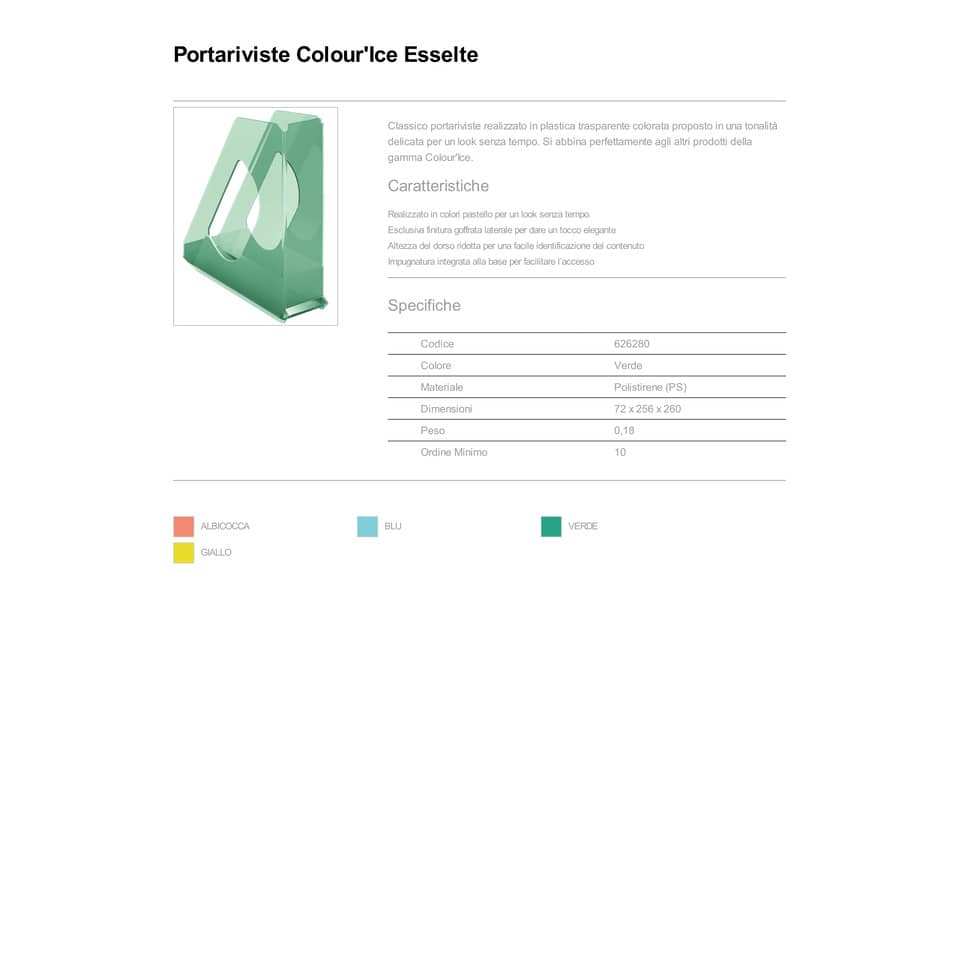 Portariviste Esselte Colour'Ice polistirene A4 verde 626280