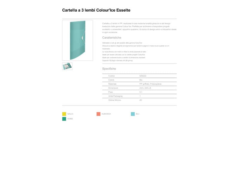 Cartella a 3 lembi Esselte Colour'Ice PP goffrato A4 blu 626222