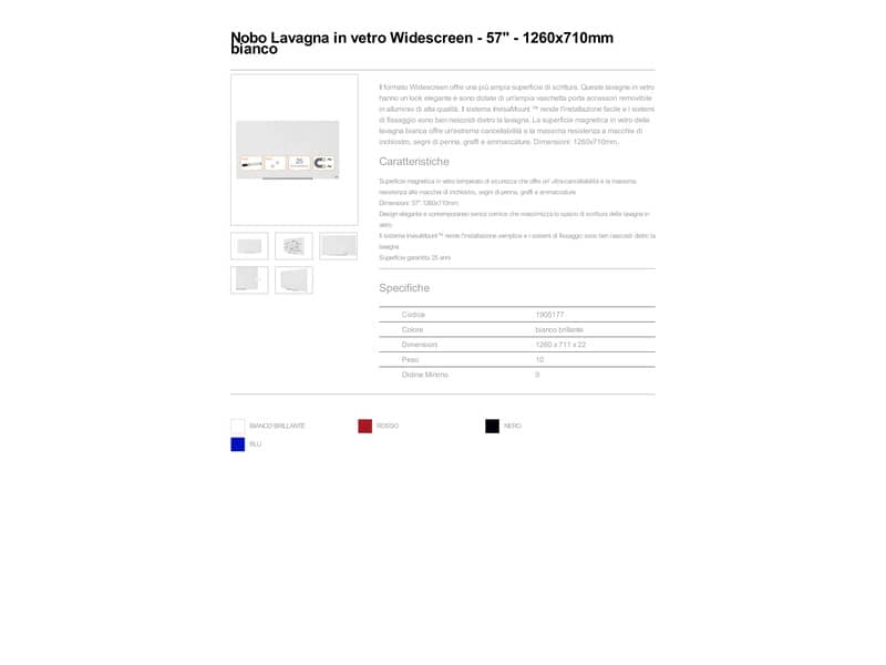 Lavagna bianca magnetica in vetro Nobo Diamond cancellabile 126,4x71,1 cm 1905177