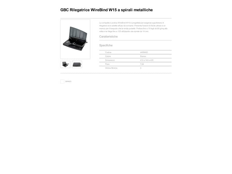 Rilegatrice a dorsi metallici GBC WireBind® W15 nero 4400402