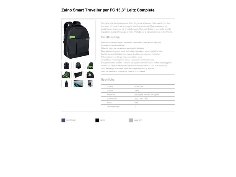 Zaino portacomputer Leitz Smart Traveller 13,3" poliestere 2 scomparti nero - 60870095