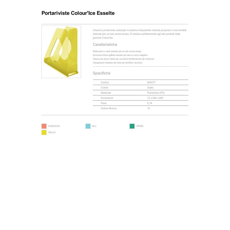 Portariviste Esselte Colour'Ice polistirene A4 giallo 626277