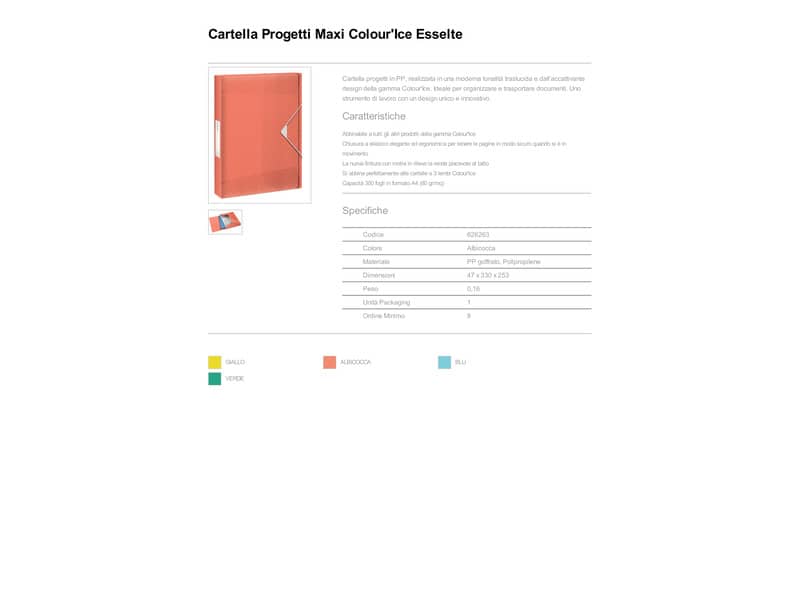 Cartella portaprogetti Esselte Maxi Colour'Ice polipropilene goffrato albicocca A4 dorso 40mm - 626263