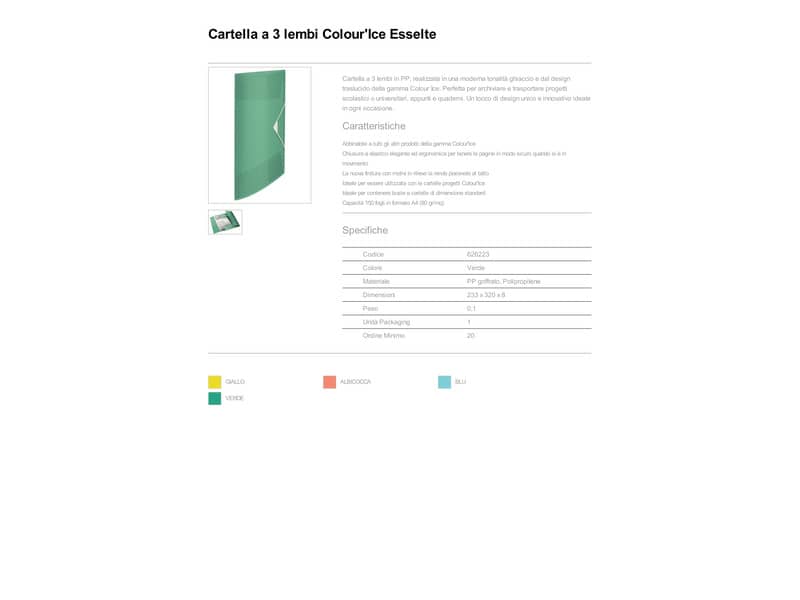Cartella a 3 lembi Esselte Colour'Ice PP goffrato A4 verde 626223