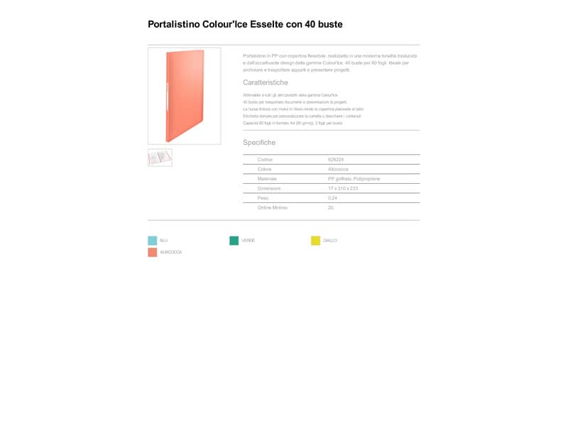 Portalistino Esselte Colour'Ice polipropilene A4 albicocca 626226