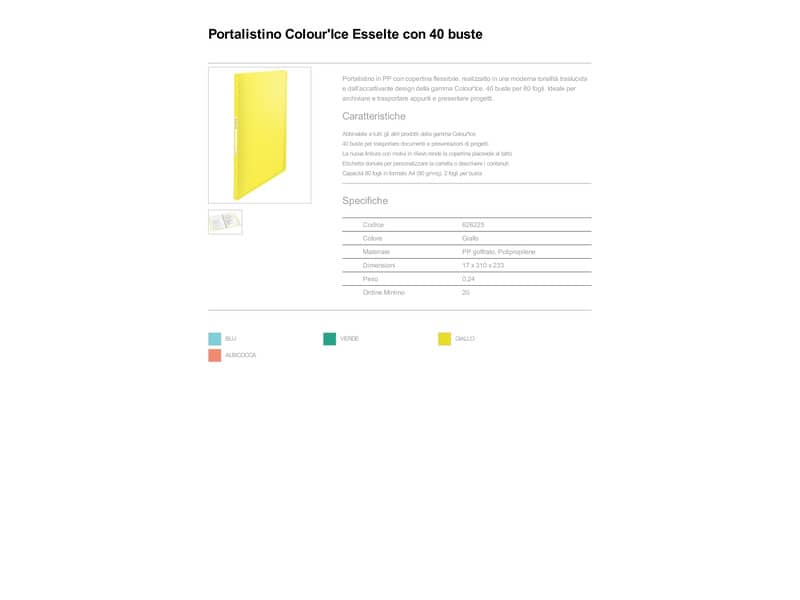 Portalistino Esselte Colour'Ice polipropilene A4 giallo 626225