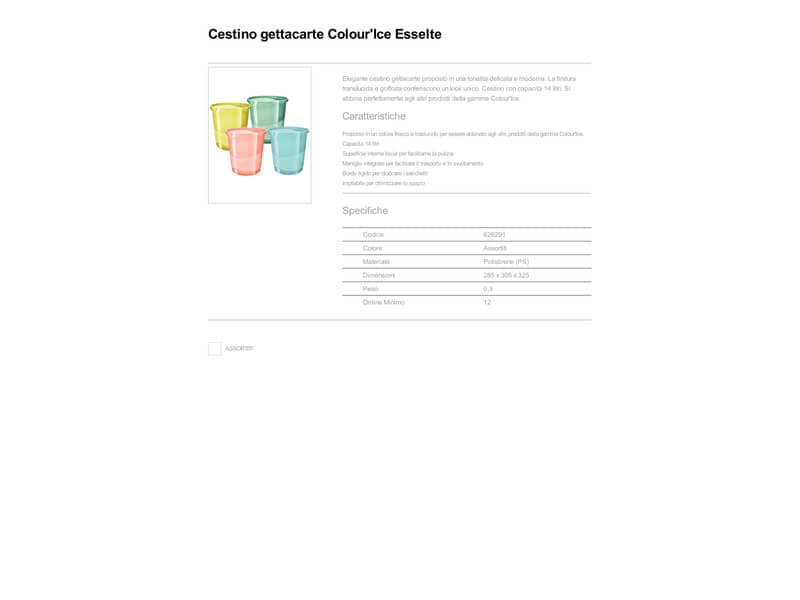 Cestino gettacarte Esselte Colour'Ice polistirene assortiti 14 litri 626291