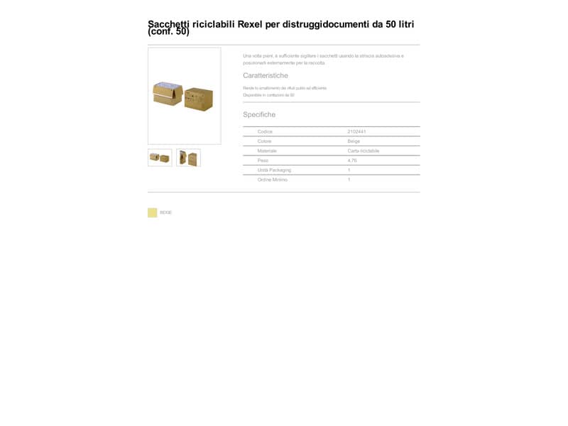 Sacchetti riciclabili per distruggidocumenti Rexel 50 L conf. da 50 - 2102441