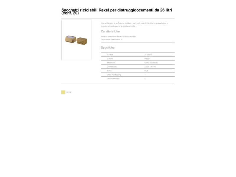 Sacchetti sfrido per distruggidocumenti Rexel 26 L conf. da 20 - 2102577