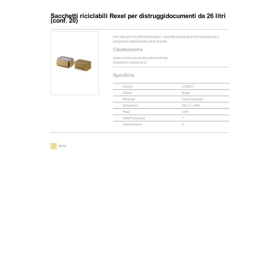 Sacchetti sfrido per distruggidocumenti Rexel 26 L conf. da 20 - 2102577
