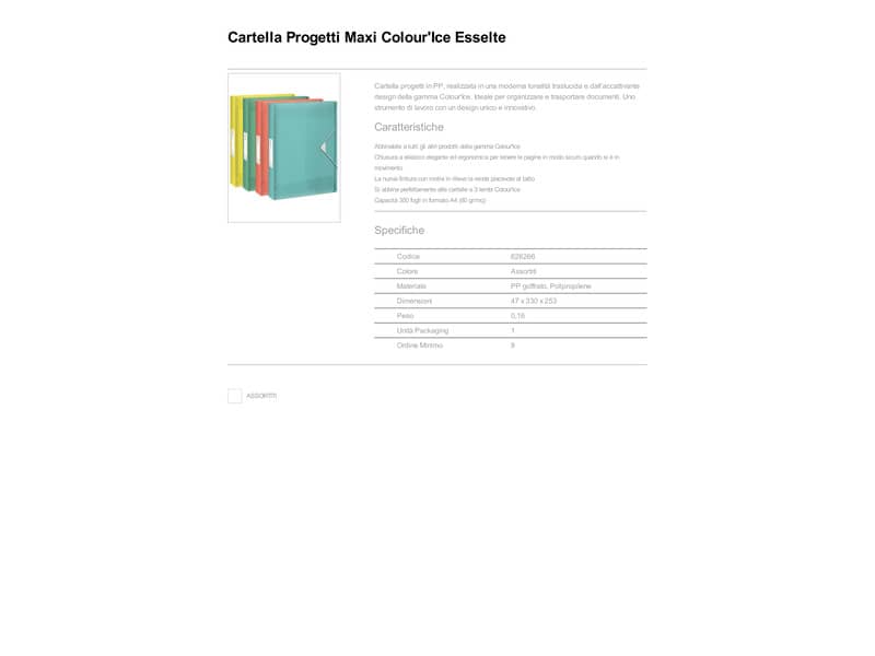 Cartella portaprogetti Esselte Maxi Colour'Ice polipropilene goffrato ordinata A4 dorso 40mm - 626266