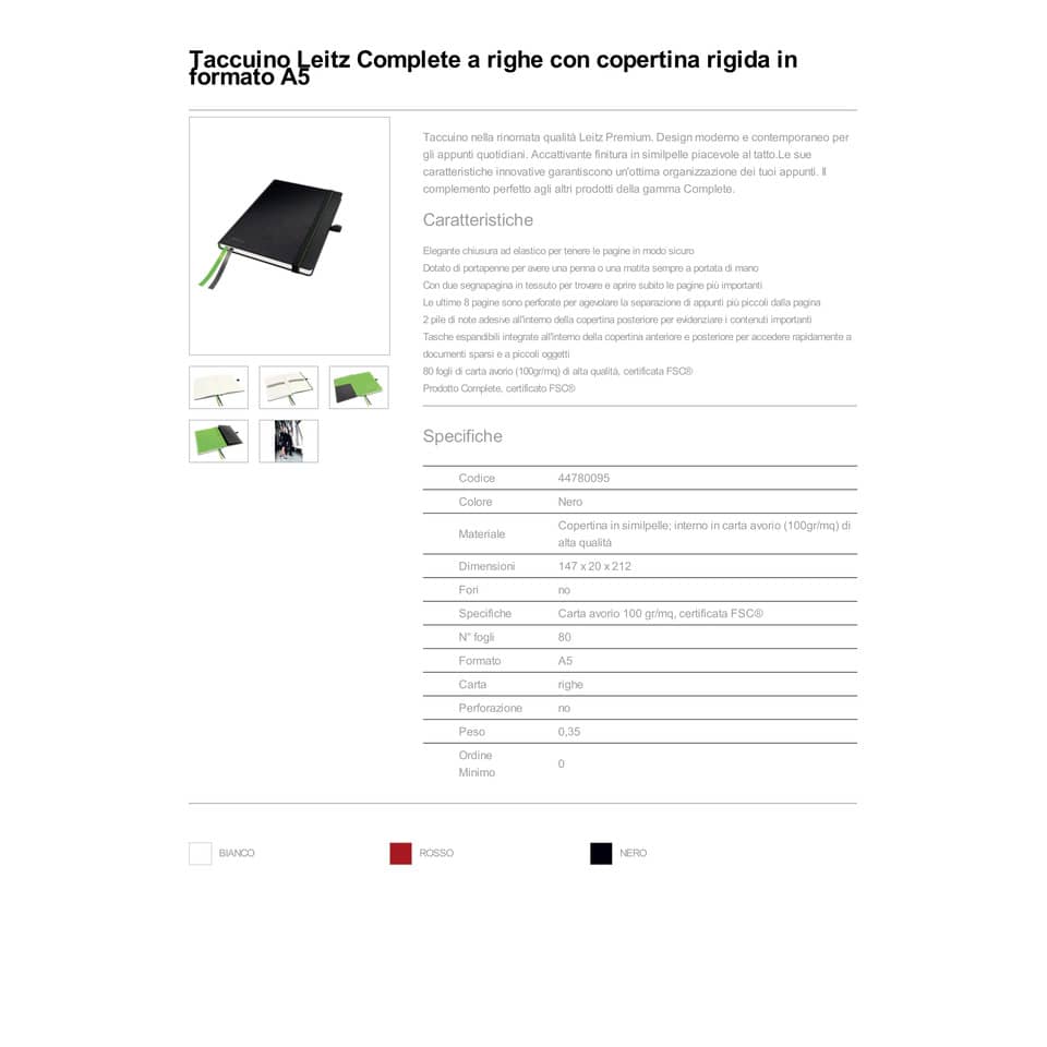 Taccuino a righe A5 - 80 fogli Leitz Complete nero 44780095