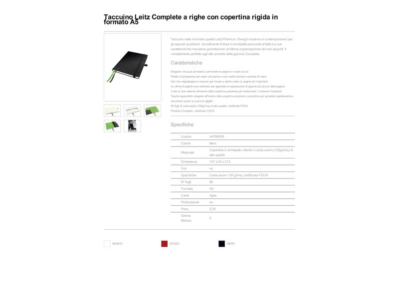 Taccuino a righe A5 - 80 fogli Leitz Complete nero 44780095