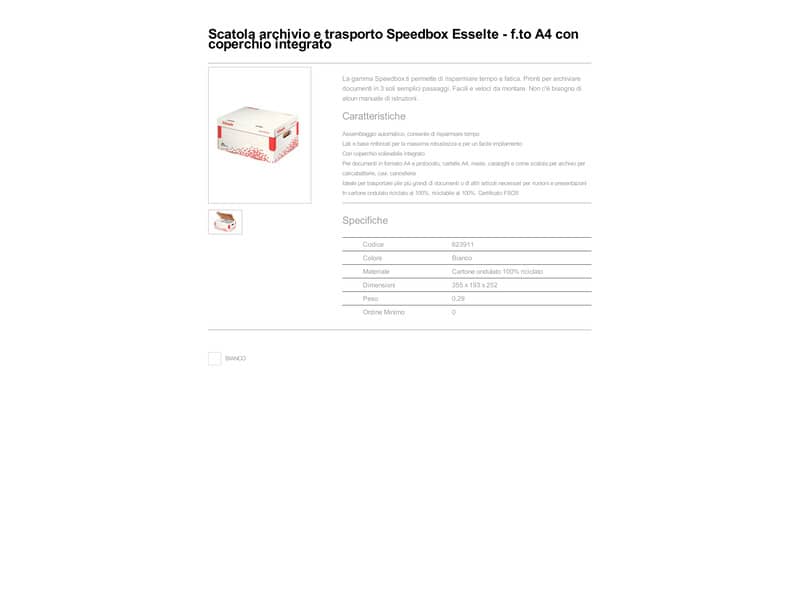 Scatola archivio Esselte SPEEDBOX con coperchio integrato bianco/rosso 25,2x19,3x35,5 cm - 623911