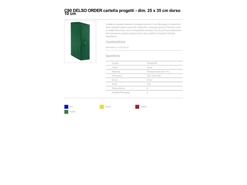 Cartella portaprogetti Esselte C90 DELSO ORDER dorso 10 cm presspan lucido verde 25x35 cm  - 390390180