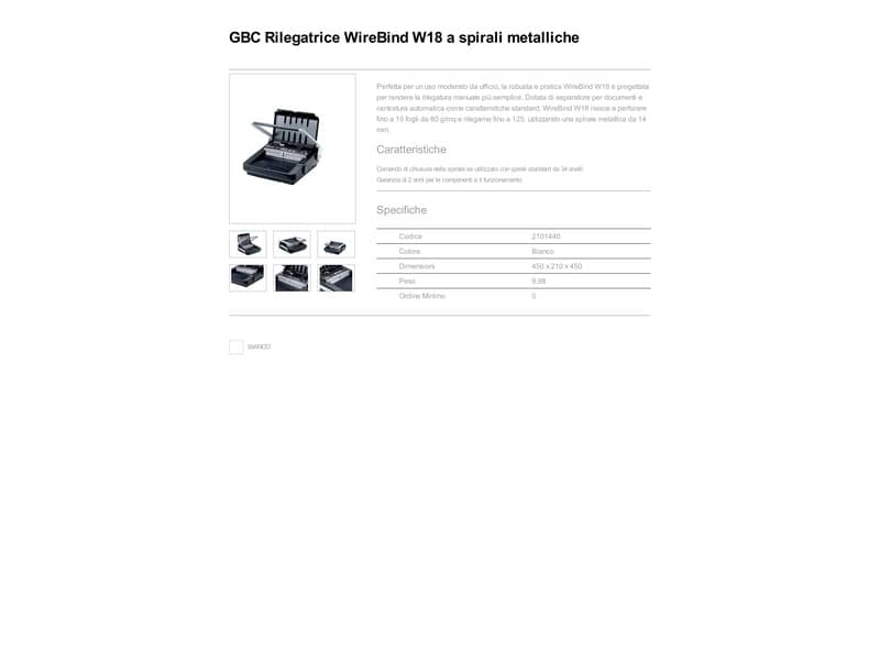 Rilegatrice a spirale metallica GBC WireBind W18 nero 2101440