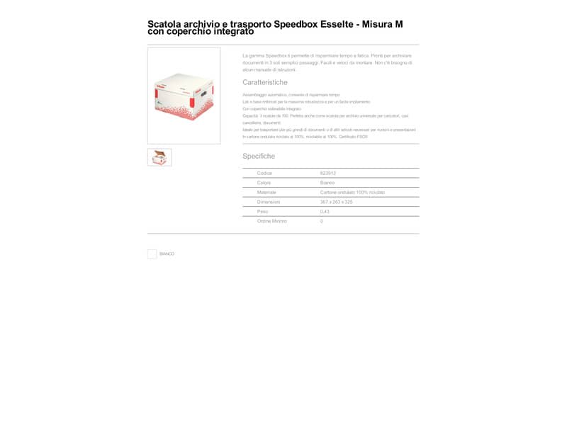 Scatola archivio Esselte SPEEDBOX con coperchio integrato bianco/rosso 32,5x26,3x36,7 cm - 623912
