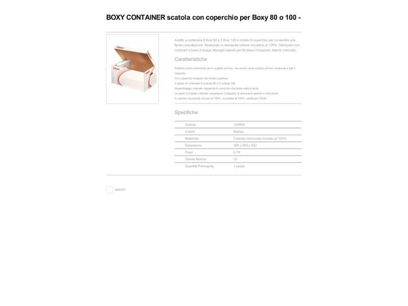 Scatola archivio Esselte Boxy Container con coperchio per Boxy 80 o 100 chiusura ad incastro - 128900