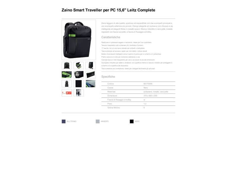 Zaino portacomputer Leitz Smart Traveller 15,6" poliestere 2 scomparti nero - 60170095