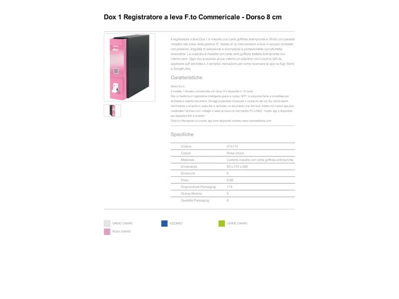 Registratore a leva DOX1 Commerciale S. Francisco 28,5x31,5 cm - dorso 8 cm rosa D15119