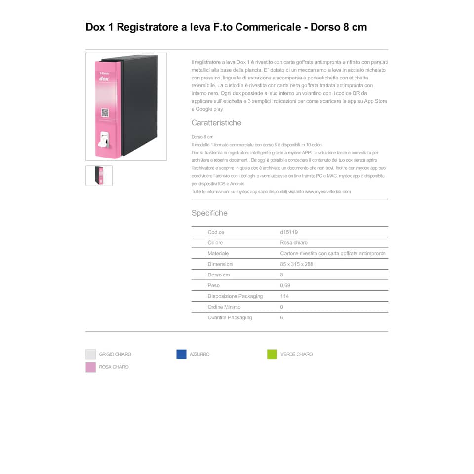 Registratore a leva DOX1 Commerciale S. Francisco 28,5x31,5 cm - dorso 8 cm rosa D15119