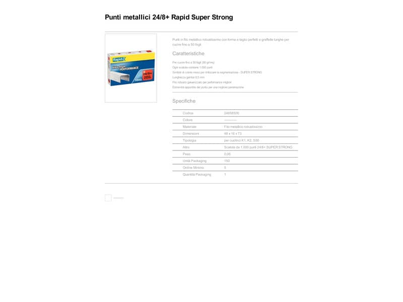 Punti metallici Rapid Super Strong 24/8+  conf. da 1000 - 24858500