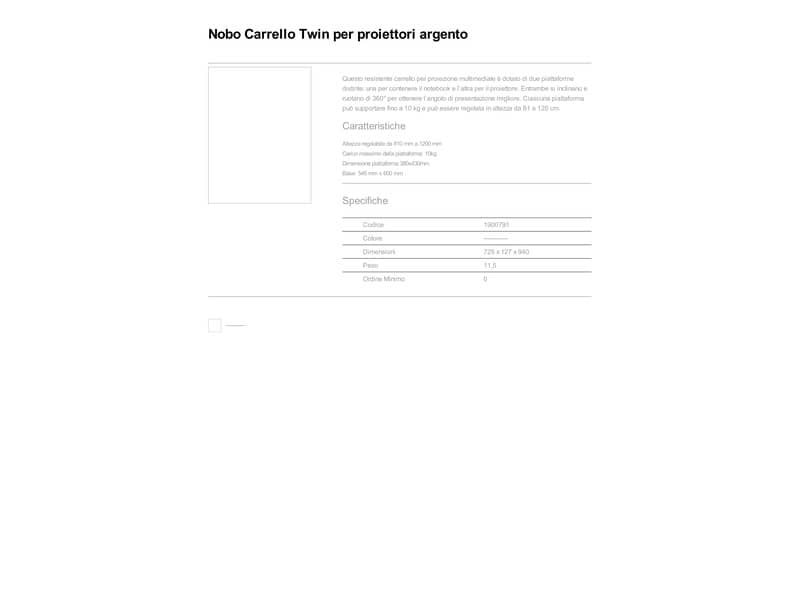 Carrello proiezione Multimediale Nobo Twin - Piattaforma doppia argento 1900791
